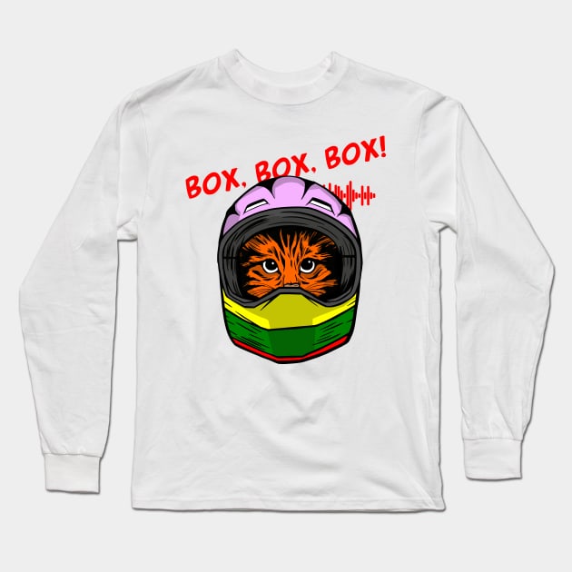 funny cat driver – Box, box, box! (Jacques) Long Sleeve T-Shirt by LiveForever